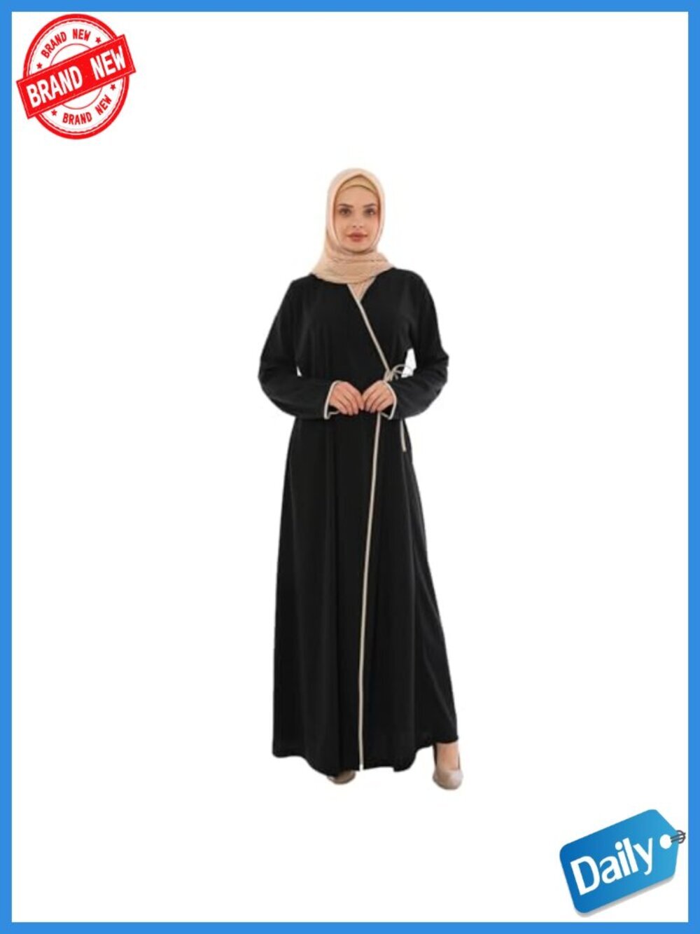 100% Cotton Muslim Prayer Dress Abaya Maxi Dress with Side Tie